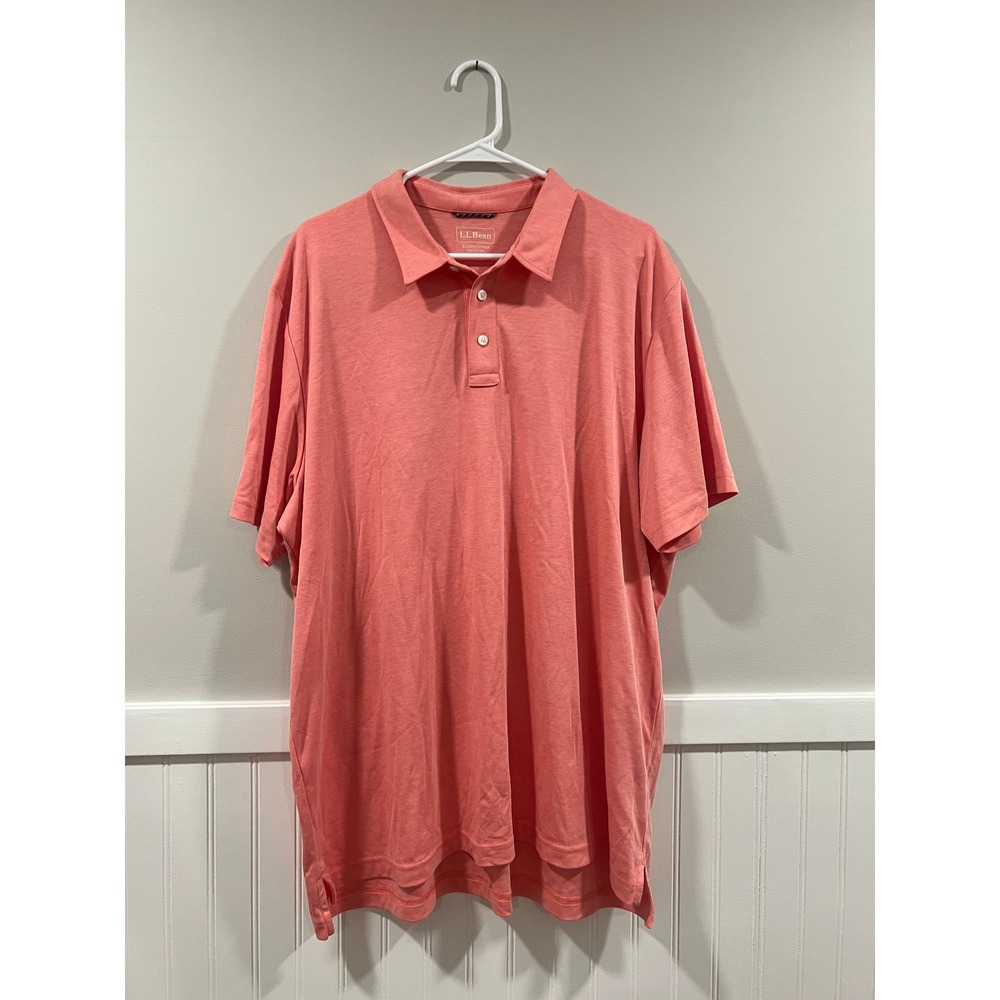 L.L. Bean Comfort Stretch Performance Polo Salmon Short Sleeve Men Size XXL Tall